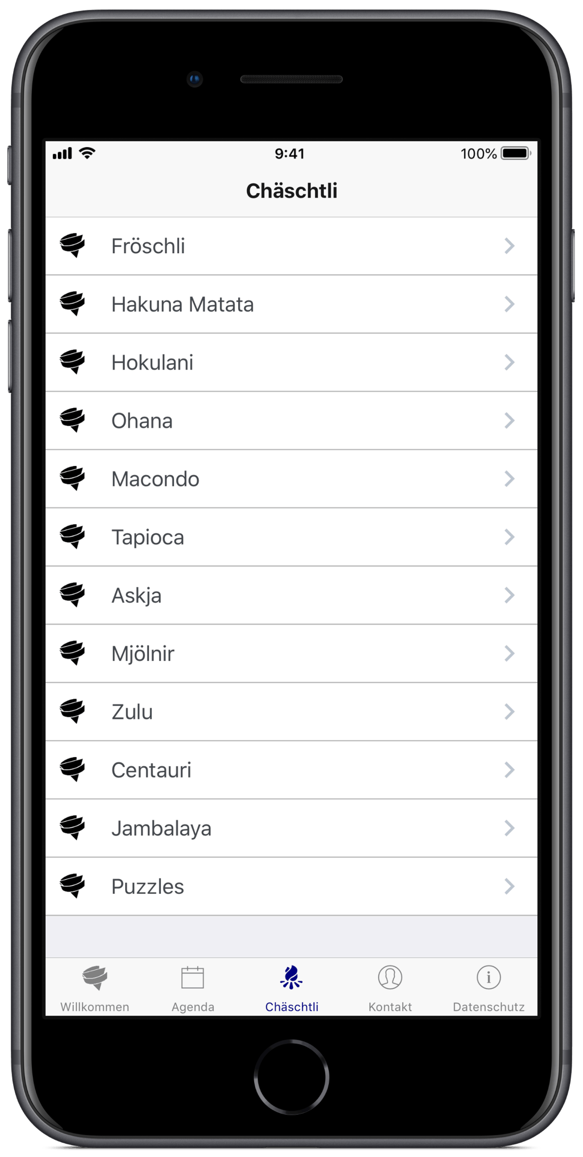 Cevi Uster App auf dem iPhone